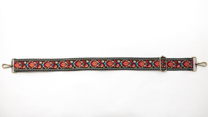BAG STRAPS | BLACK FLORAL | BRASS