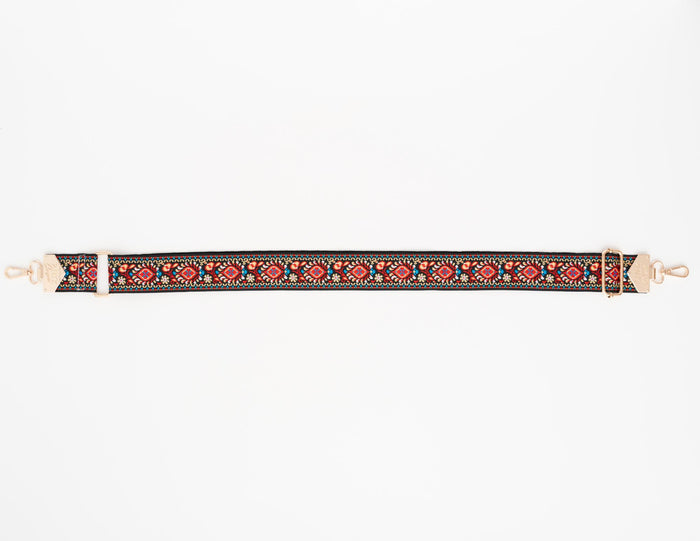 BAG STRAPS | BLACK FLORAL | GOLD