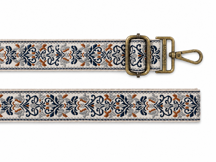 Bag Straps | Blue Paisley | Gold/Brass