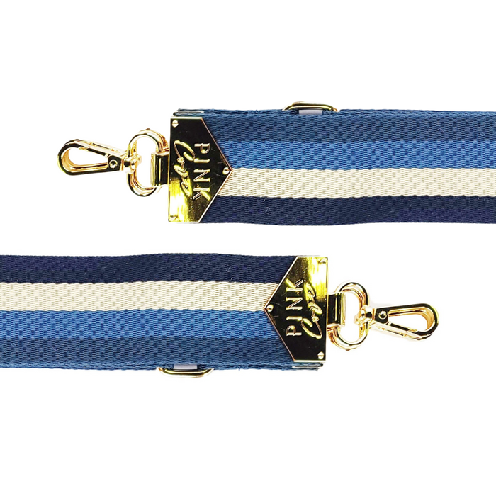 BAG STRAPS | BLUE STRIPES | GOLD
