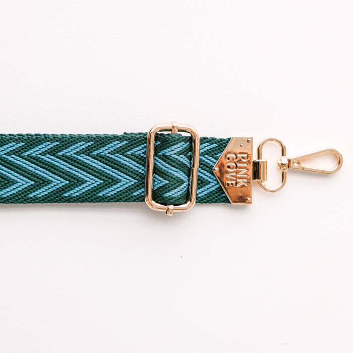 BAG STRAPS | CHEVRON GREEN/BLUE | GOLD