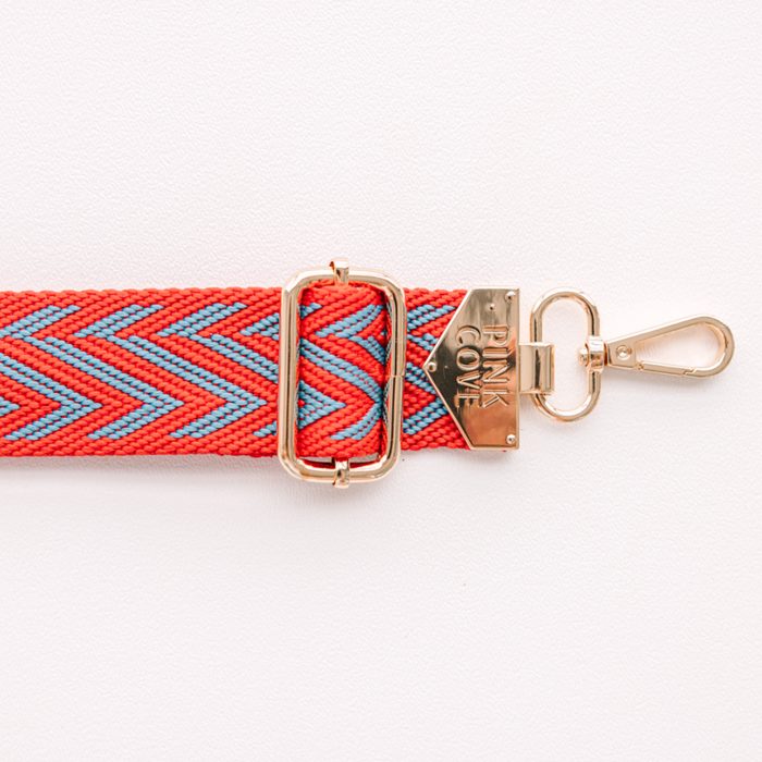BAG STRAPS | CHEVRON RED/BLUE | GOLD
