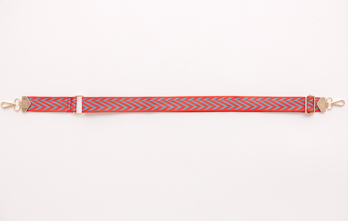 BAG STRAPS | CHEVRON RED/BLUE | GOLD