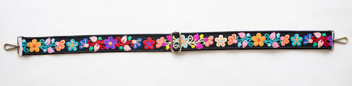BAG STRAPS | DARK KNIT FLORAL | BRASS