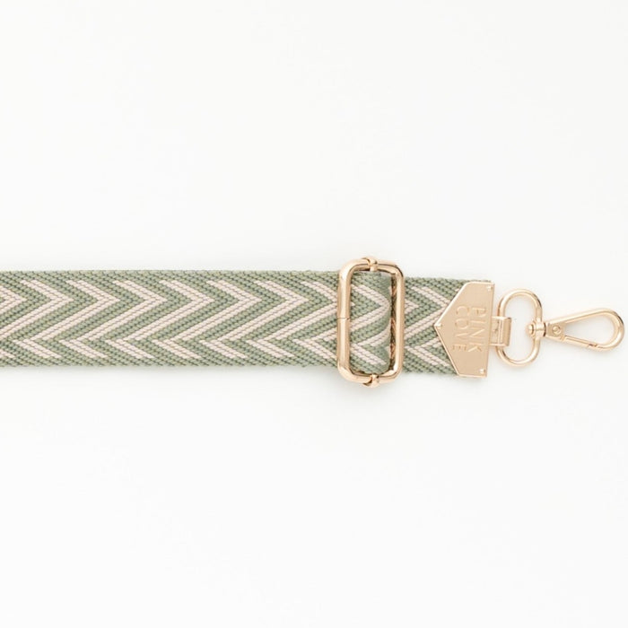 BAG STRAPS | GREEN CHEVRON | GOLD