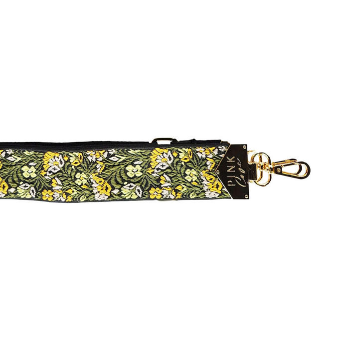 BAG STRAPS | GREEN/YELLOW FLORAL | GOLD