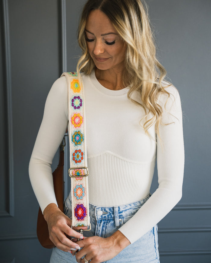 BAG STRAPS | KNIT BLOCK FLOWER | BRASS