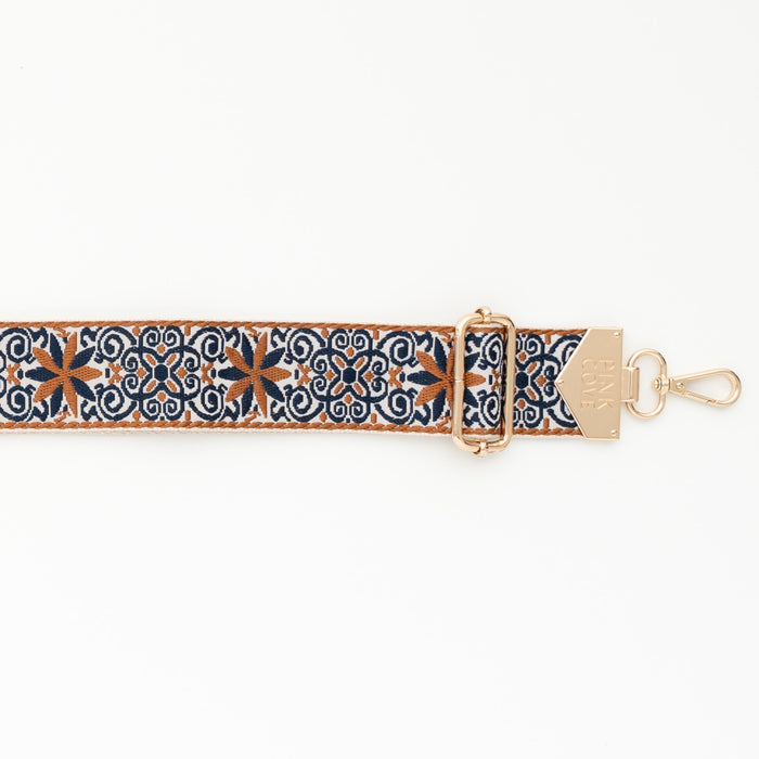 BAG STRAPS | NAVY FLORAL | GOLD