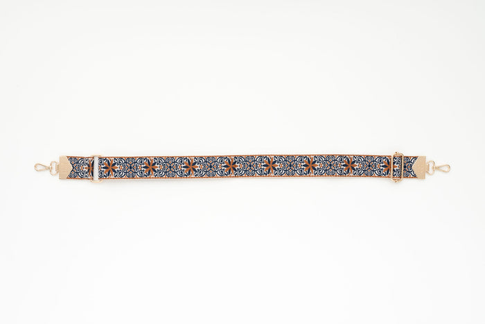 BAG STRAPS | NAVY FLORAL | GOLD