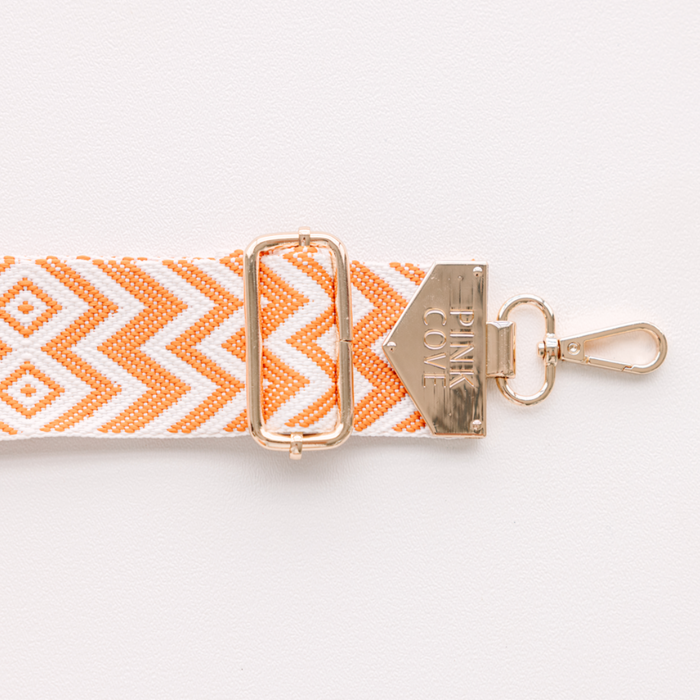 BAG STRAPS | ORANGE ZIG ZAG | GOLD