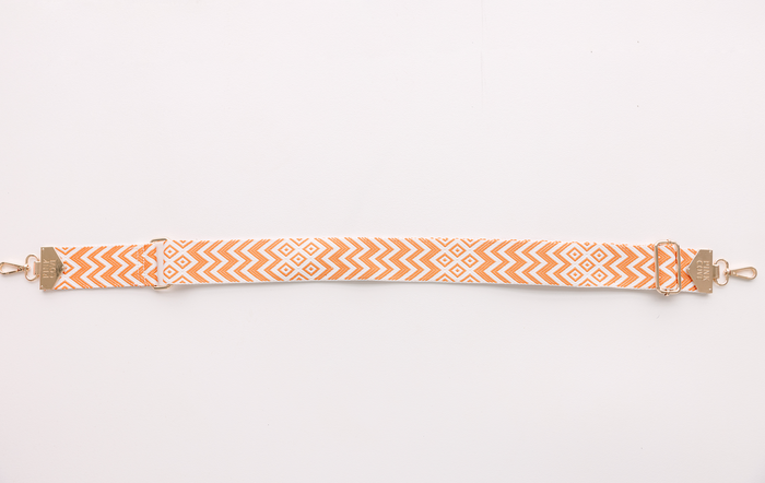 BAG STRAPS | ORANGE ZIG ZAG | GOLD