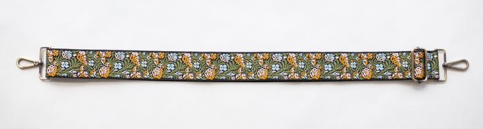 BAG STRAPS | ORANGE/BLUE FLORAL | BRASS