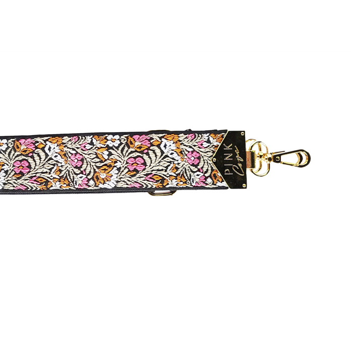 BAG STRAPS | PINK FLORAL | GOLD
