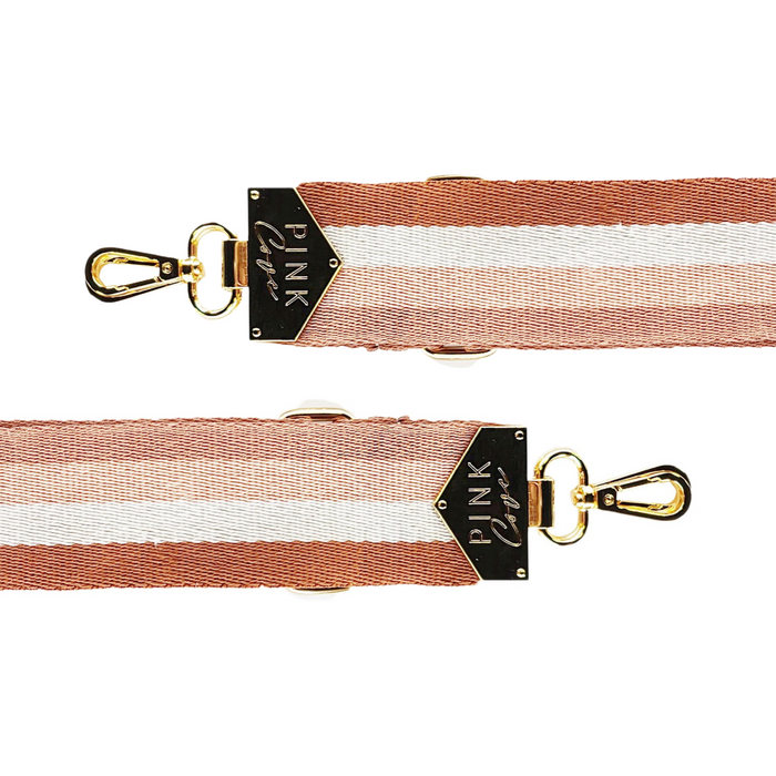 BAG STRAPS | PINK STRIPES | GOLD
