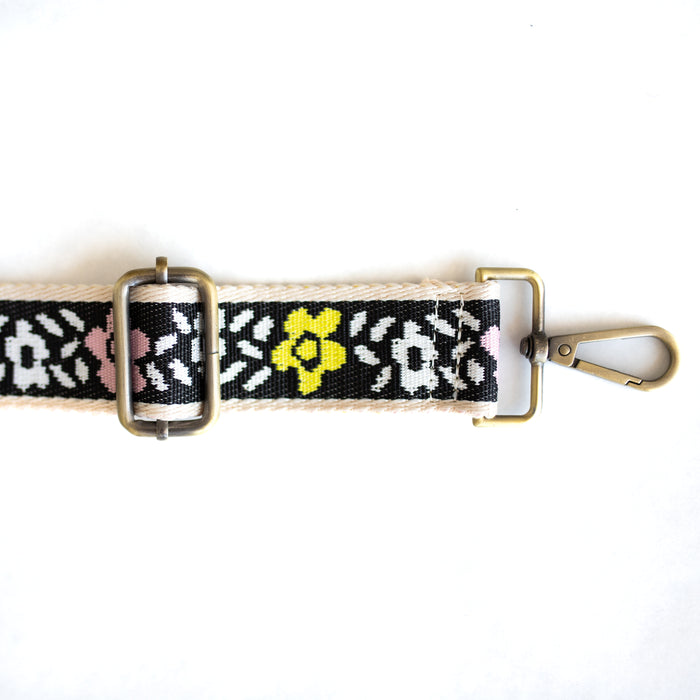 BAG STRAPS | PINK/YELLOW FLORAL | BRASS