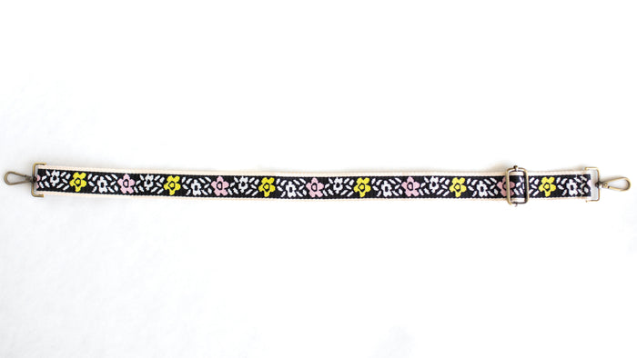 BAG STRAPS | PINK/YELLOW FLORAL | BRASS