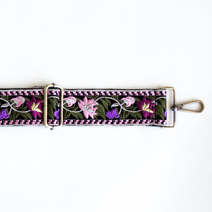BAG STRAPS | PURPLE WILDFLOWER | BRASS