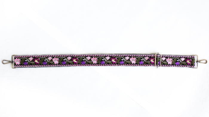 BAG STRAPS | PURPLE WILDFLOWER | BRASS