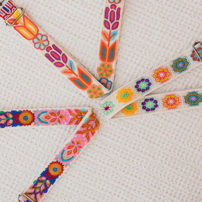 BAG STRAPS | RAINBOW FLORAL | BRASS