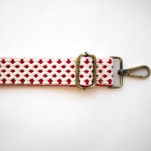 BAG STRAPS | RED GEO | BRASS