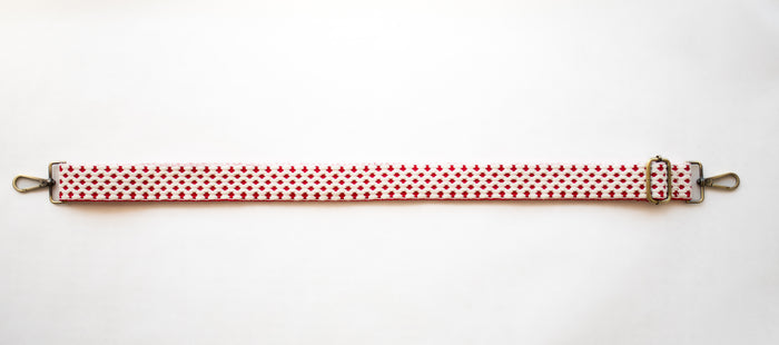 BAG STRAPS | RED GEO | BRASS