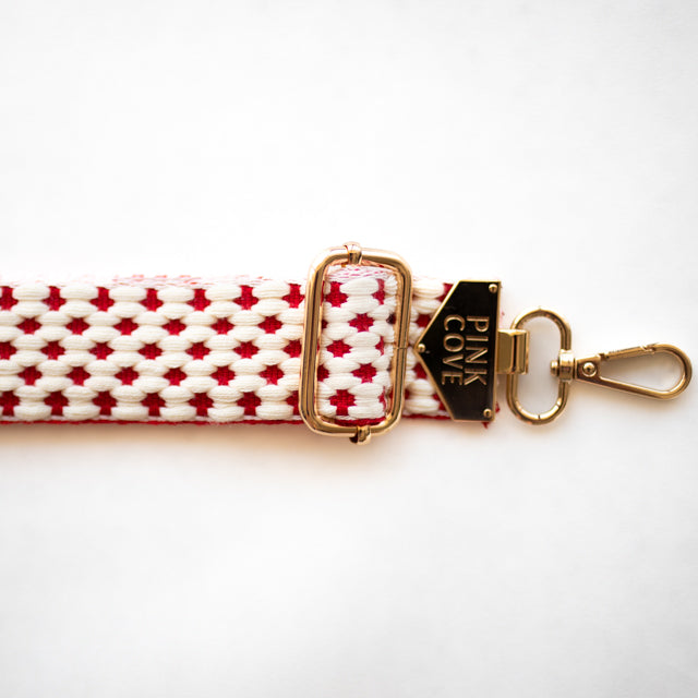 BAG STRAPS | RED GEO | GOLD
