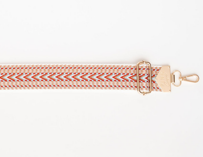 BAG STRAPS | RED HERRINGBONE | GOLD