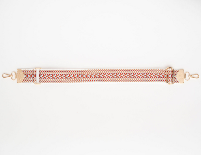 BAG STRAPS | RED HERRINGBONE | GOLD