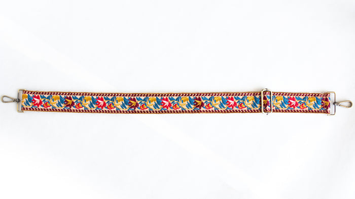 BAG STRAPS | RED WILDFLOWER | BRASS