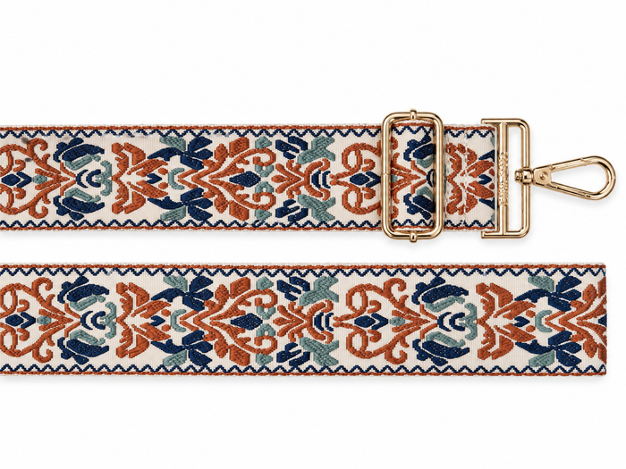 BAG STRAPS | RUST AND NAVY | GOLD/BRASS