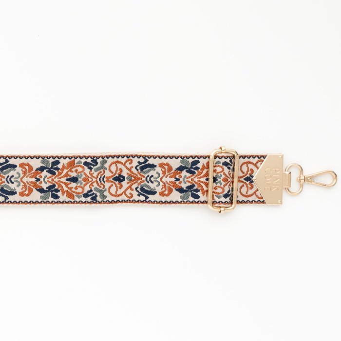 BAG STRAPS | RUST FLORAL | GOLD