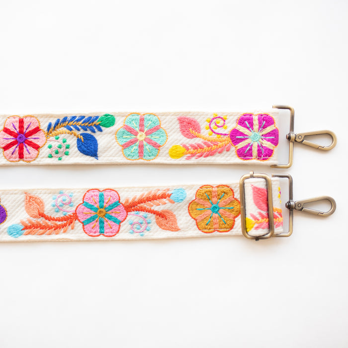BAG STRAPS | TROPICAL FLORAL | BRASS
