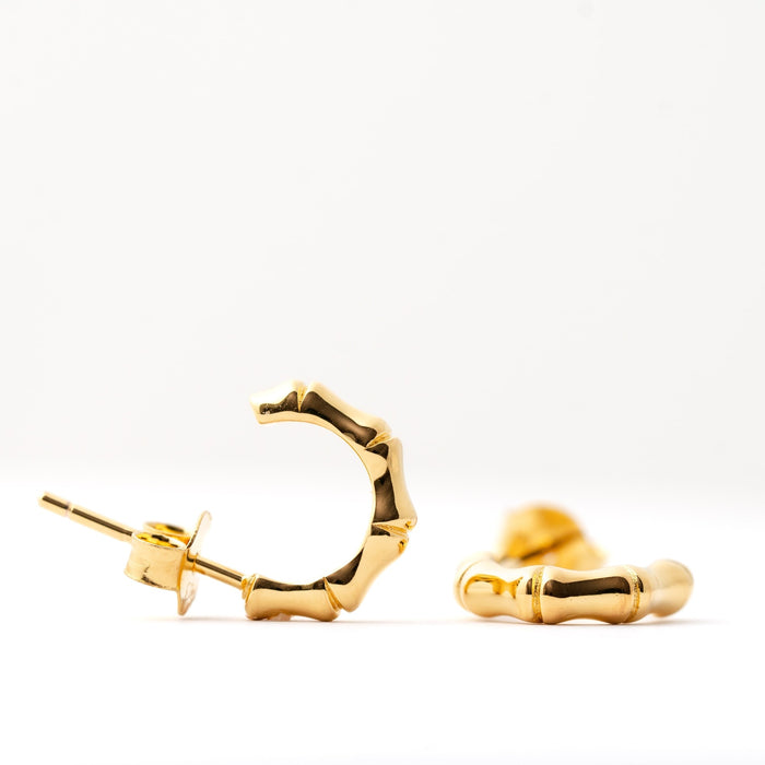 Bamboo Open Back Huggie Hoop