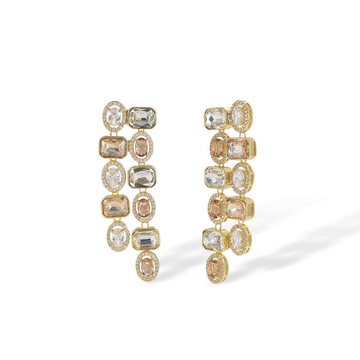Béatris 14K Gold Rectangular Oval Drop Earrings