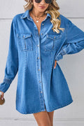 Bell Sleeve Loose Cardigan Denim Shirt Dress