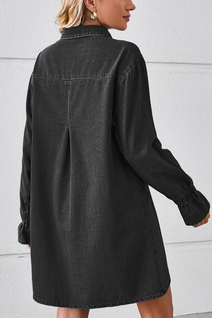 Bell Sleeve Loose Cardigan Denim Shirt Dress