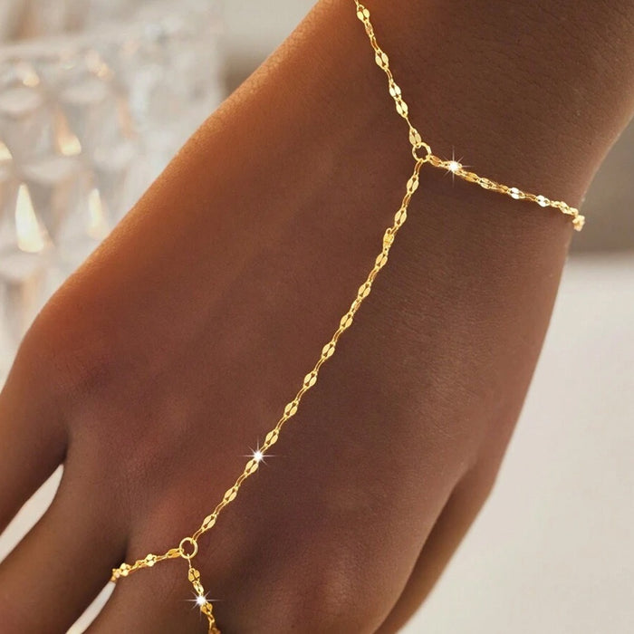 Benoîte 18K Gold Lip Linked Finger Bracelet