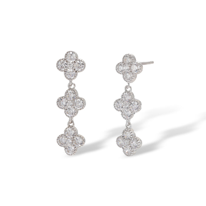 Bérinthe White Trèfle Drop Earrings