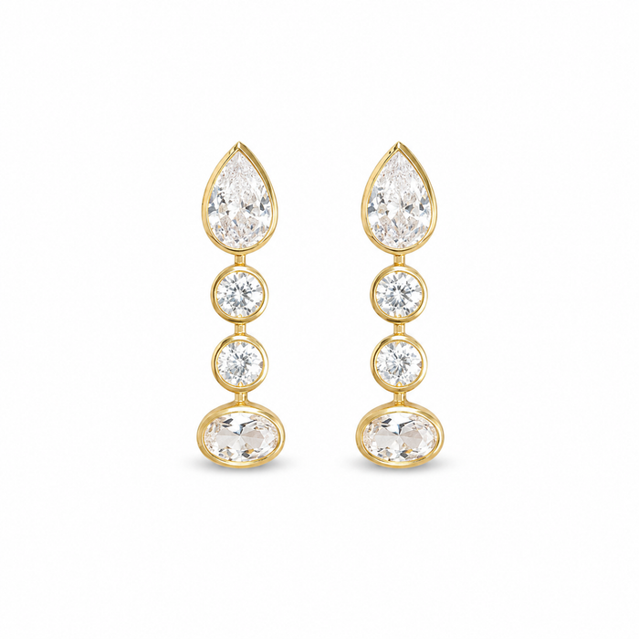 Bertrada 18K Gold Mixed Shape Drop Earrings