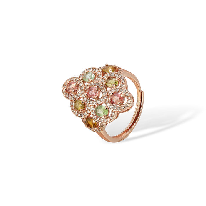 Bianca Multicolor Tourmaline Lattice Open Ring