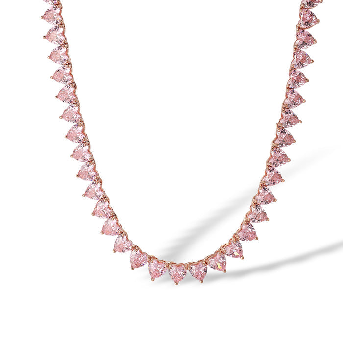 Birgit Pink Heart Tennis Choker Necklace