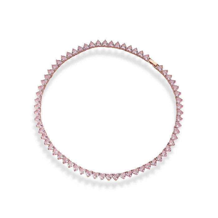 Birgit Pink Heart Tennis Choker Necklace