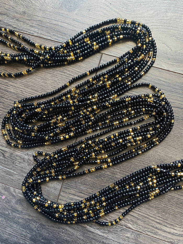 Black and Gold  Waist Bead