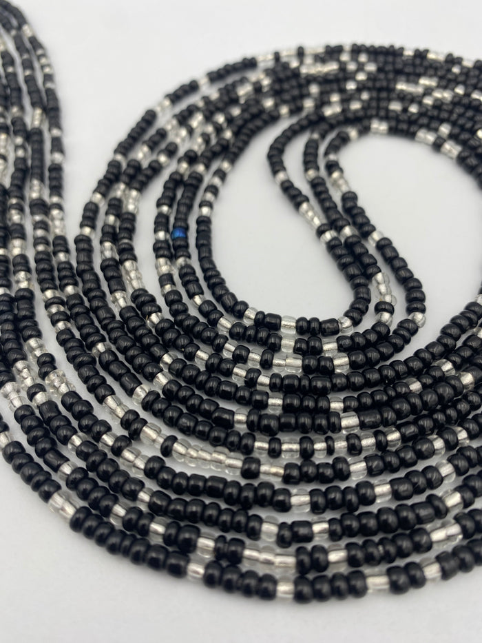 Black and Silver- Tie On Waist Bead