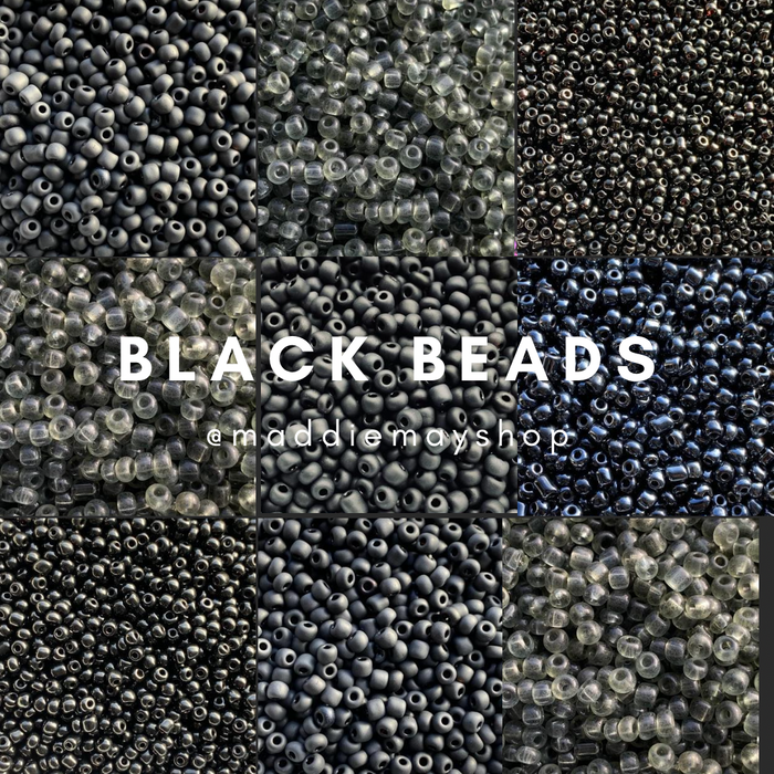 Black glass Seed Beads  Size 6/0 , 8/0, 12/0- 3mm-4mm
