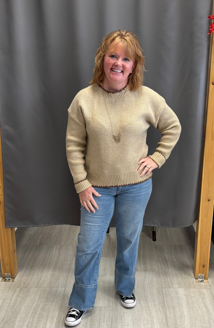 Blanket Stitch Crop Sweater