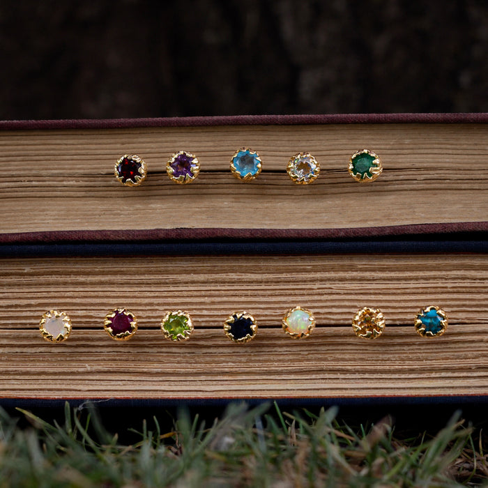 Bloom Collection - 18K Gold Vermeil Round Cut Birthstone Stud Earrings - By Jorge Revilla-Staghead Designs