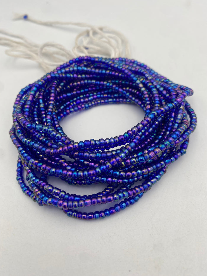 Blue Waist Bead | Rainbow Blue | Tie On 45–50 Inches | Handmade Waist Beads for Women | Price is per WaistBead