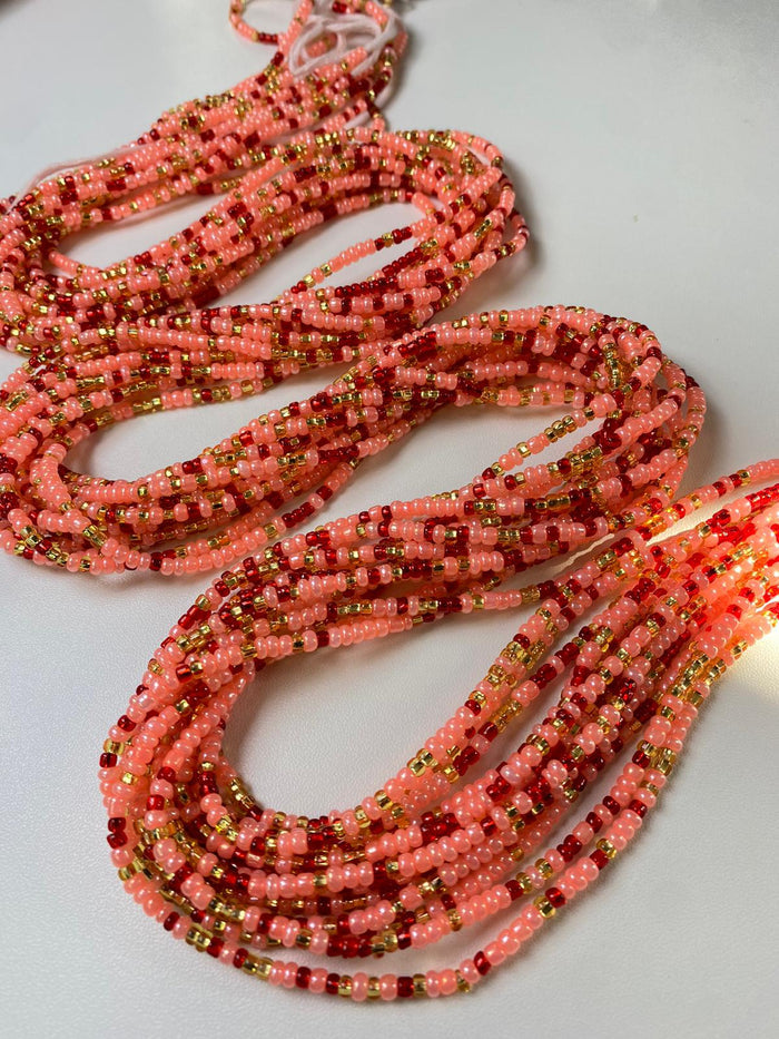 Blushing Gold Waist Beads- Tie On Waist Bead, 45-50" Strand, Boho Belly Bead, Autumn Inspired Body Chain
