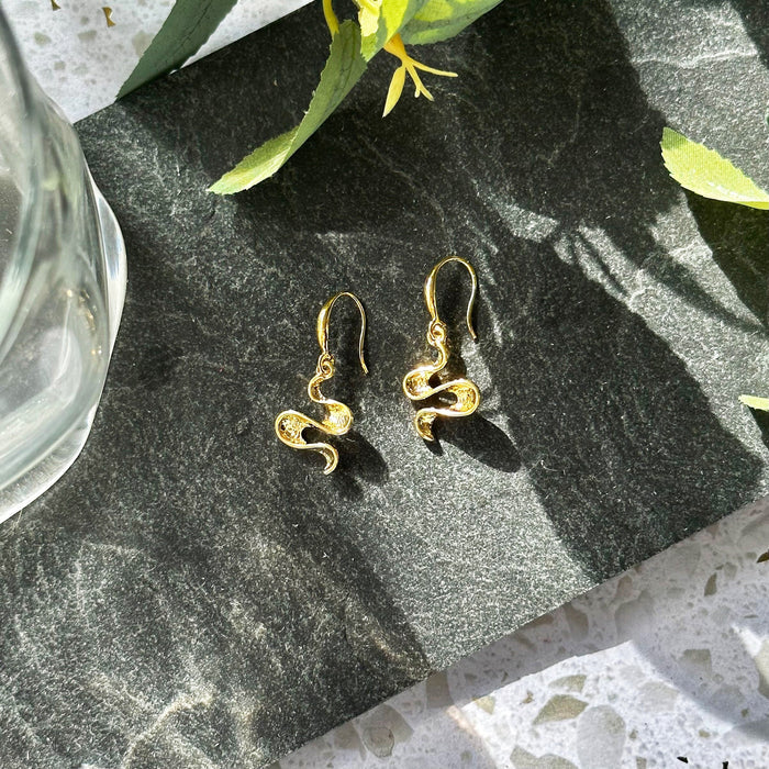 Boho Shifting Waves Dangle Earrings, Abstract Ocean Wave Minimalist Drop Earrings, Mother's Day Gift for Her, Available in Gold, Silver, Rose Gold